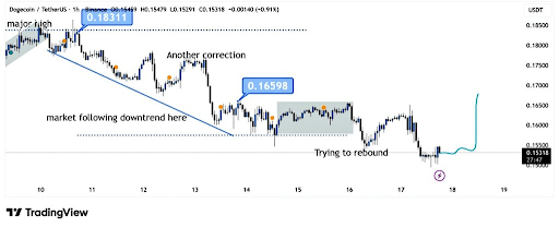 여기 Dogecoin 가격이 반등하는 것을 막는 저항 구역이 있습니다