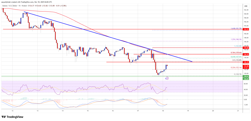 솔라나(SOL), 회복 시도가 여전히 취약함에 따라 매도세를 130달러로 연장