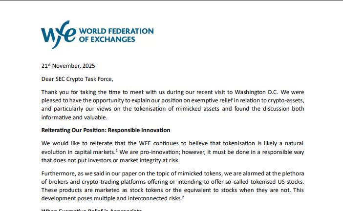 SEC가 주식 면제를 토큰화함에 따라 주요 거래소가 “경각”을 나타냈습니다. 그 이유는 다음과 같습니다